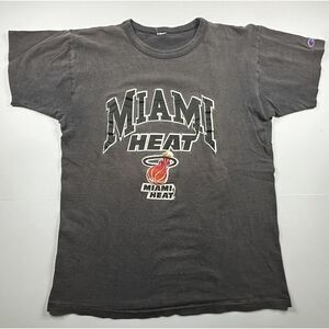 Vintage Miami‎ Heat 88-89 Season Black Faded Shirt M/L Champion Single Stitch